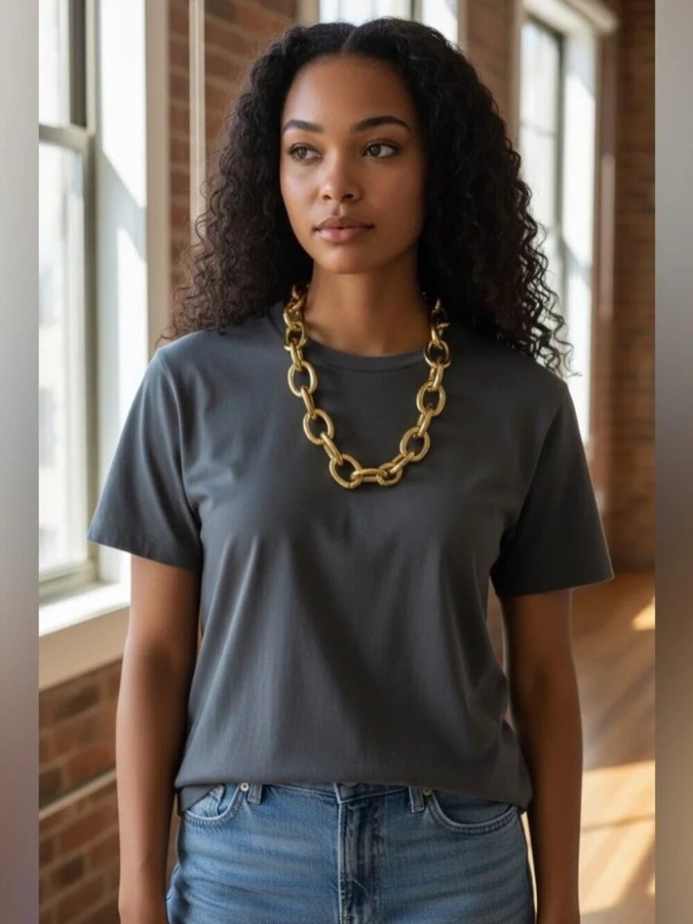 Macy's Gold Tone Chunky Chain Link Statement Necklace 100120708NK NWT